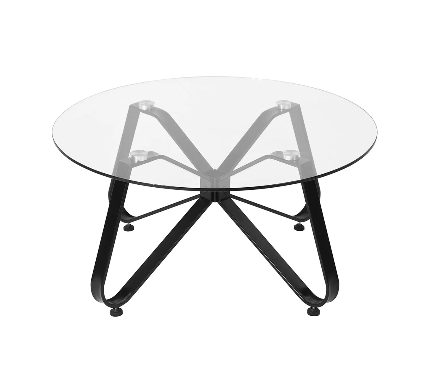 Set of 22, Konya Coffee Table 80cm - Glass with Black Metal Leg