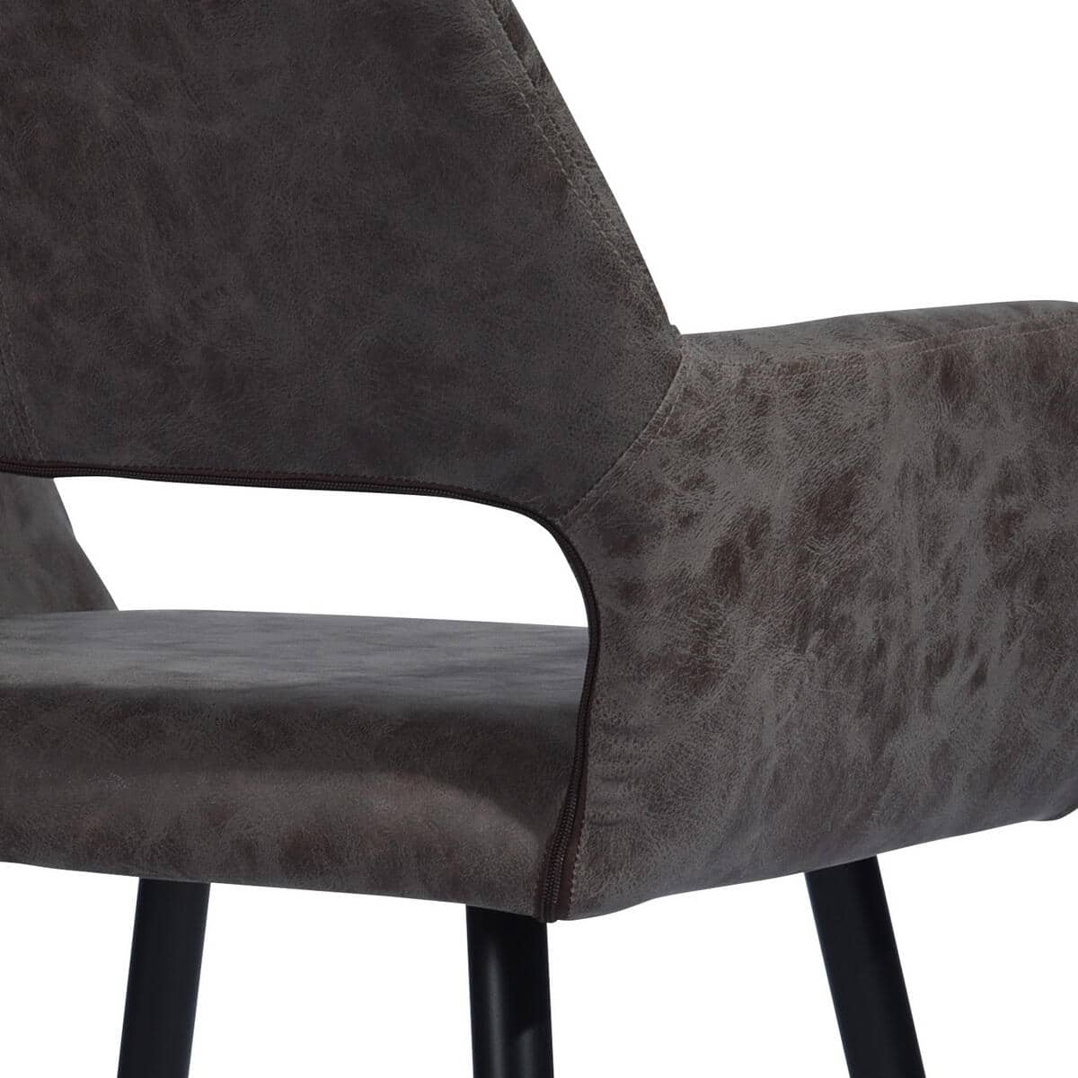 Set of 11, CROMWELL Dining Chair - Pu Leather Brown with Metal Leg