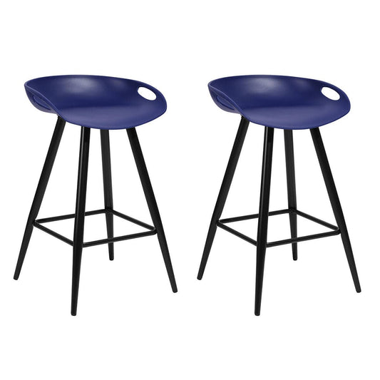 Fiyan 24 in. Navy Backless Counter Stool with Plastic Seat - Set of 2