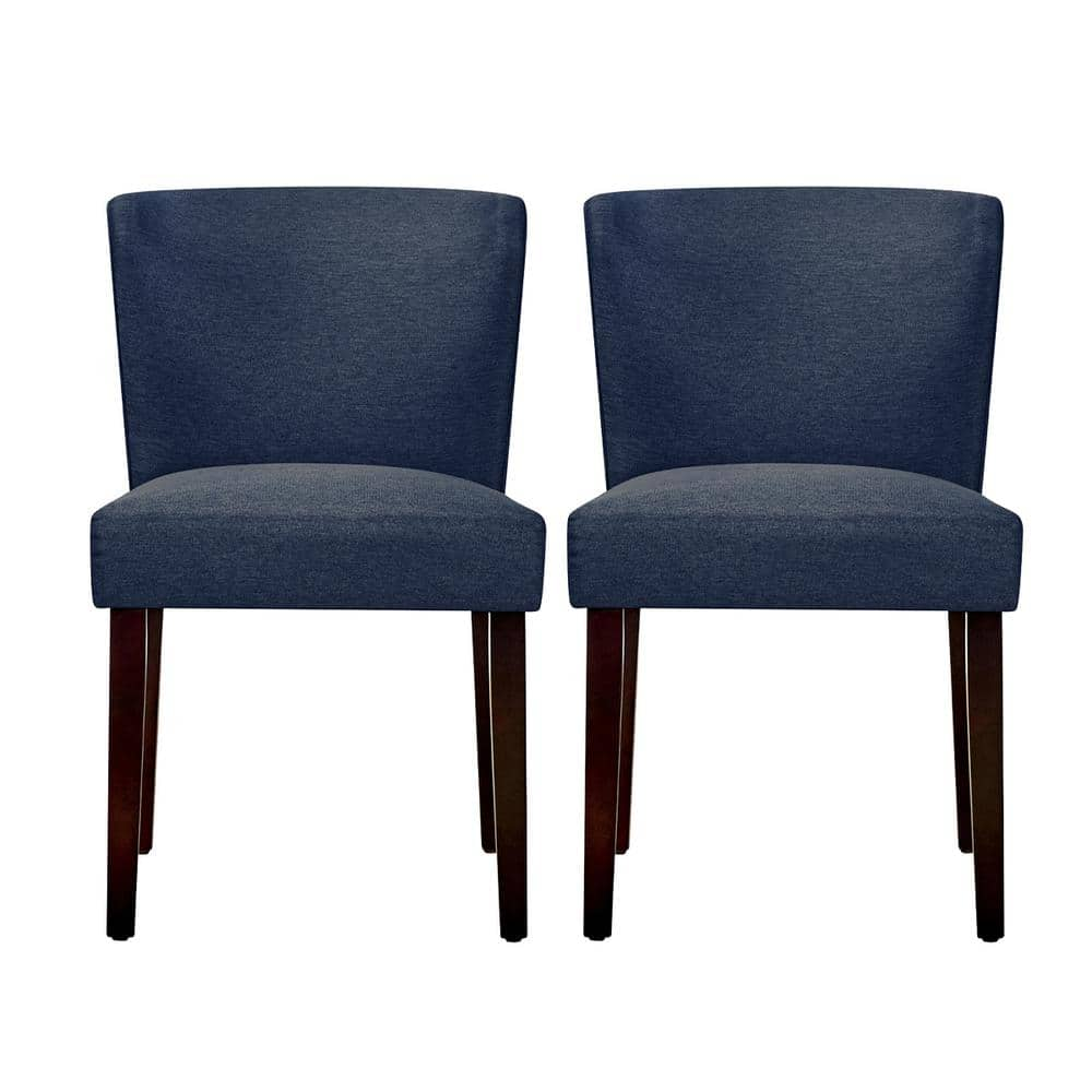 Cambodia Navy Upholstered Solid Wood Dining Chair -set of 2