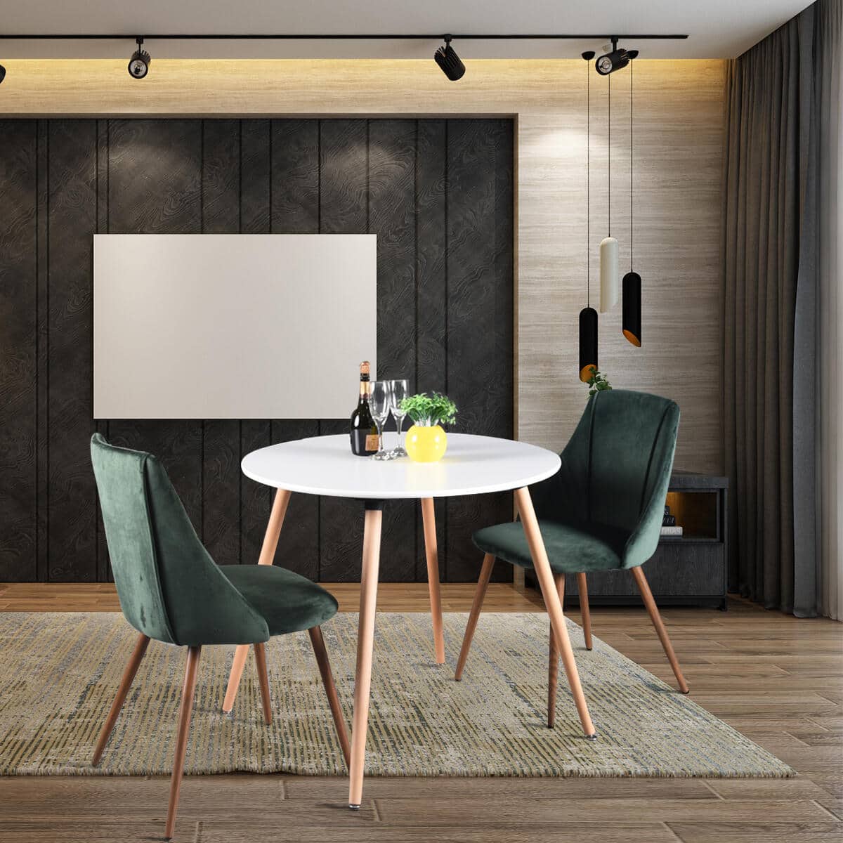 Set of 22, Smeg Dining Chair - Velvet Dark Green