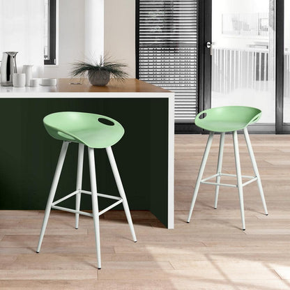 Fiyan 27.6 in. Lime Green Low Back Metal Legs Bar Height Bar Stools with PP Seat - set of 2