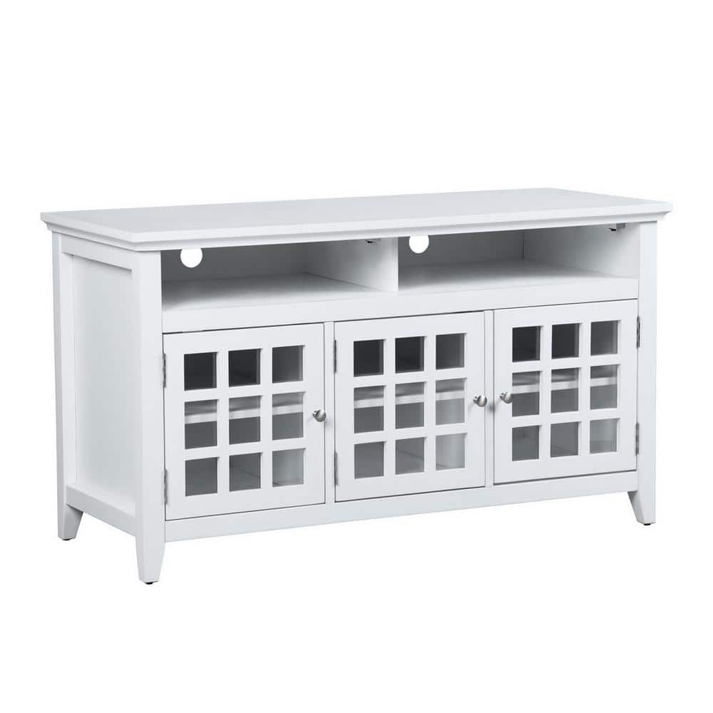 Set of 5, Taneka 48 in. White TV Stand Fits TV's Up To 58 in