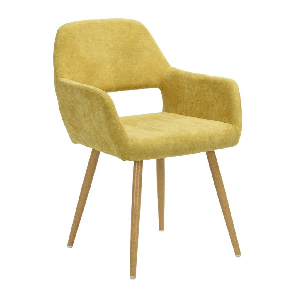 Set of 11, CROMWELL Dining Chair - Velvet Yellow with Metal Leg