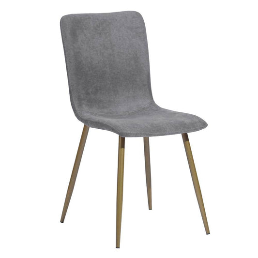 Set of 4, SCARGILL Dining Chair - Fabric Dark Grey with Golden Metal Leg