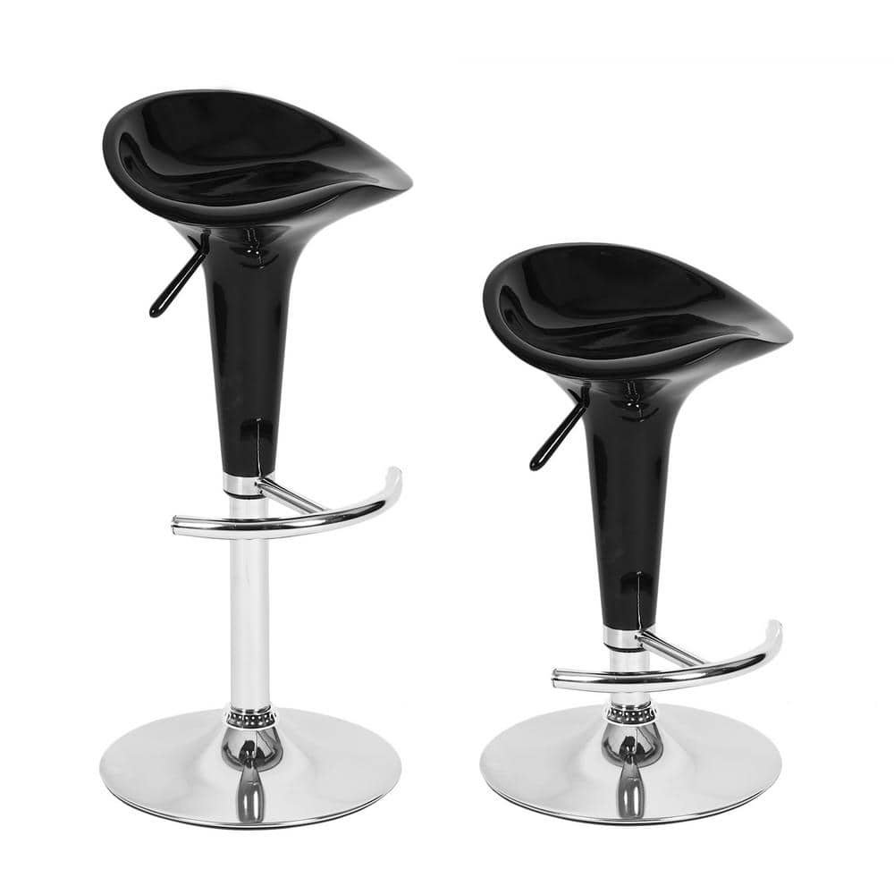 Baer 26 in. Swivel Adjustable Height Black Metal Frame Bar Stool with PP Seat - Set of 2