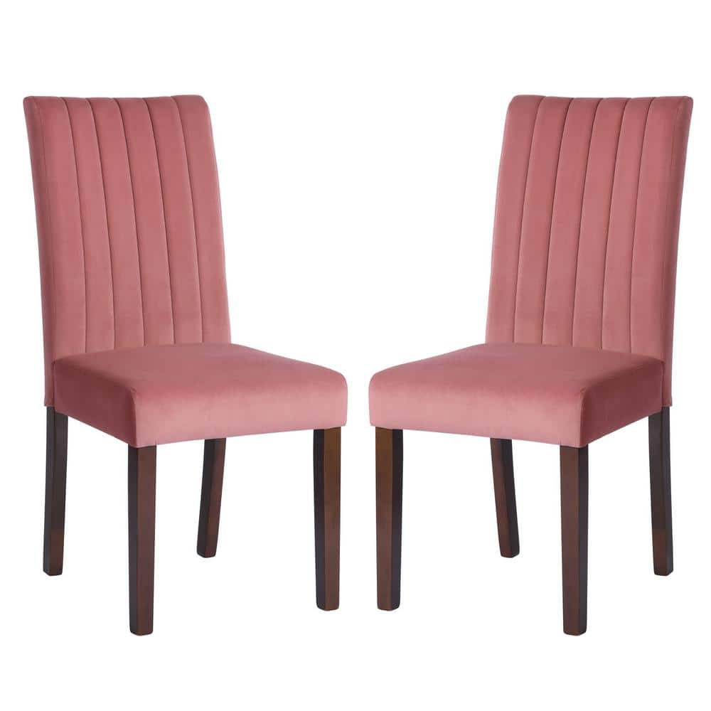 Fawn Pink Velvet Upholstered Dining Chairs - set of 2