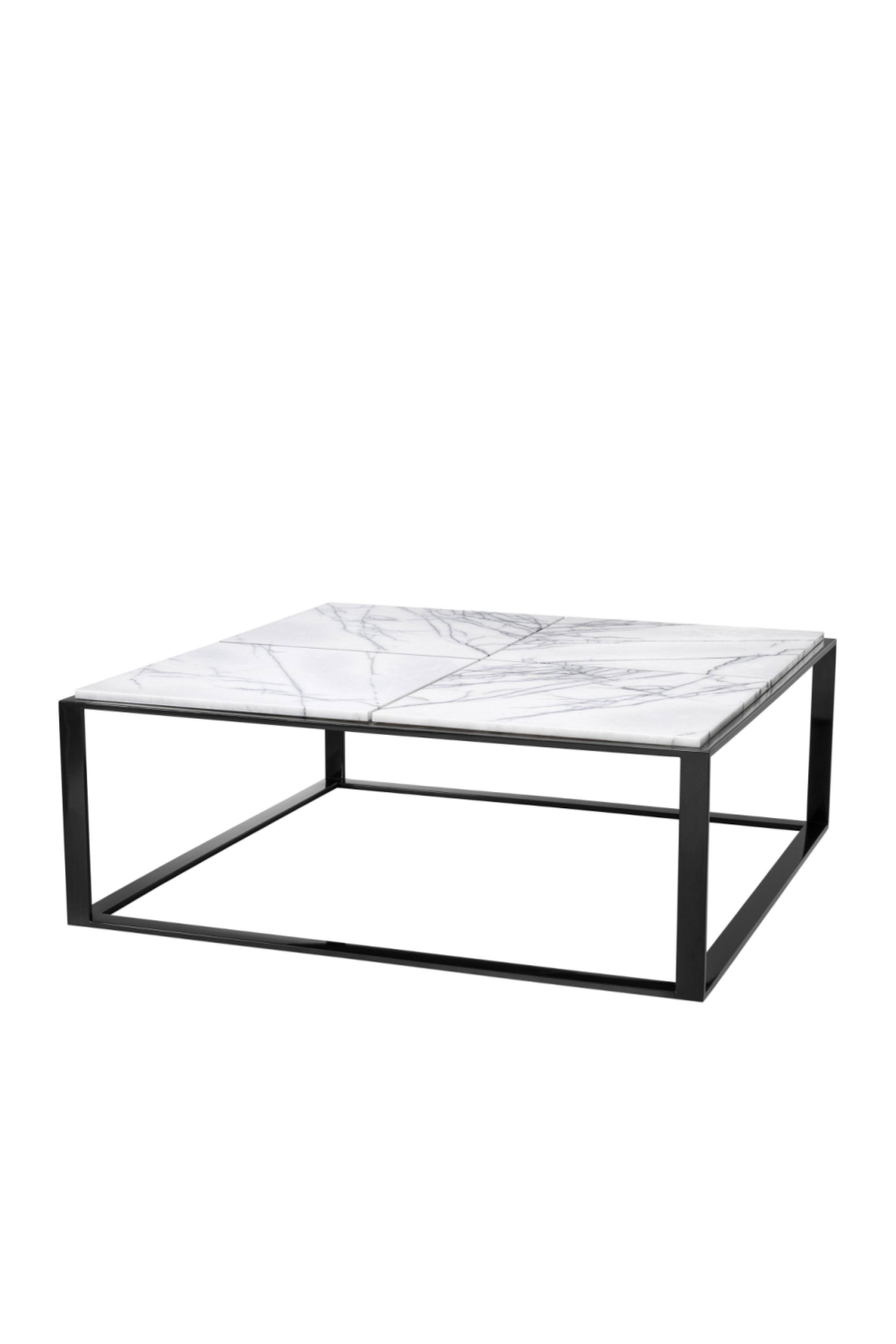 Set of 16, Adria Coffee Table - White Marble with Black Metal Leg