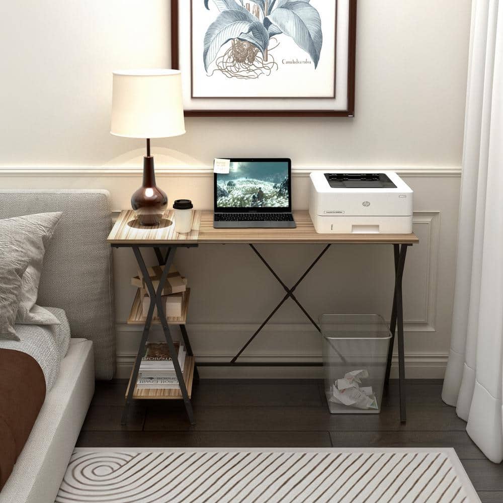Set of 20, Maddie 47 in. Brown Manufactured Wood Computer Writing Desk with 2 Shelves