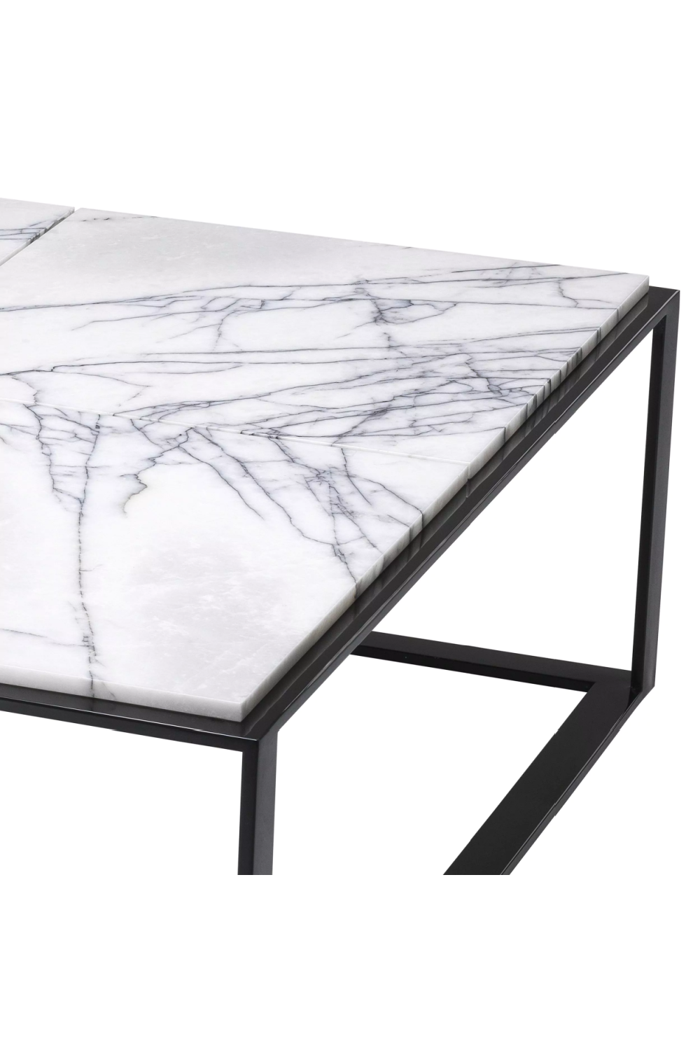 Set of 16, Adria Coffee Table - White Marble with Black Metal Leg