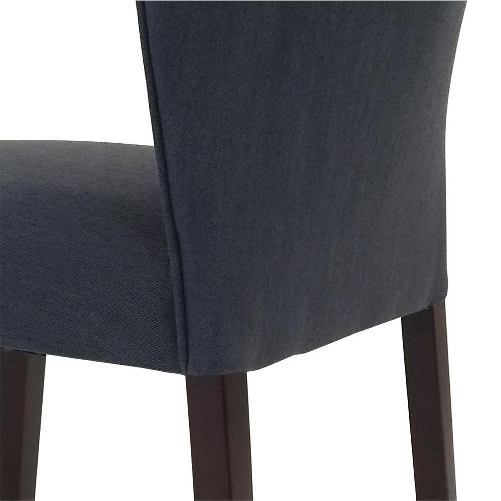 Set of 8, Cambodia Navy Upholstered Solid Wood Dining Chair