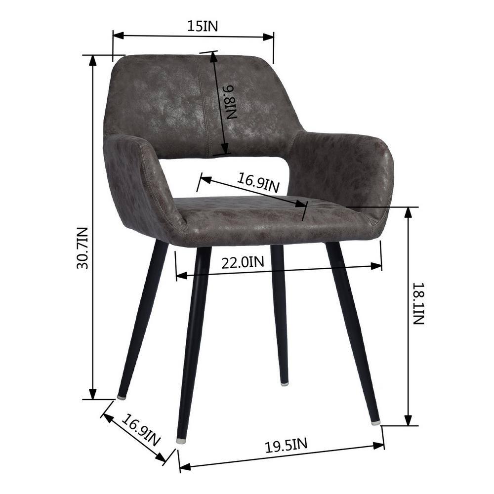 CROMWELL Dining Chair - Pu Leather Brown with Metal Leg