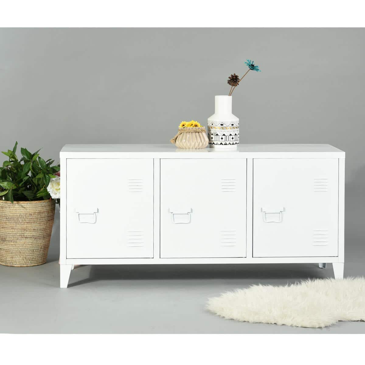 MATAPOURI HD-MATAPOURI White Accent Cabinet with 3-Door Metal File Locker