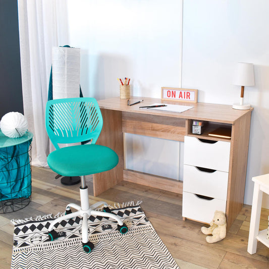 Set of 37, Carnation Turquoise Middle Back Mesh Seat Swivel Task Chair with Adjustable Height