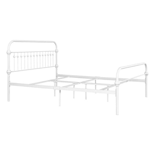 Gobert White Metal Standard Full Platform Bed Foundation with Headboard