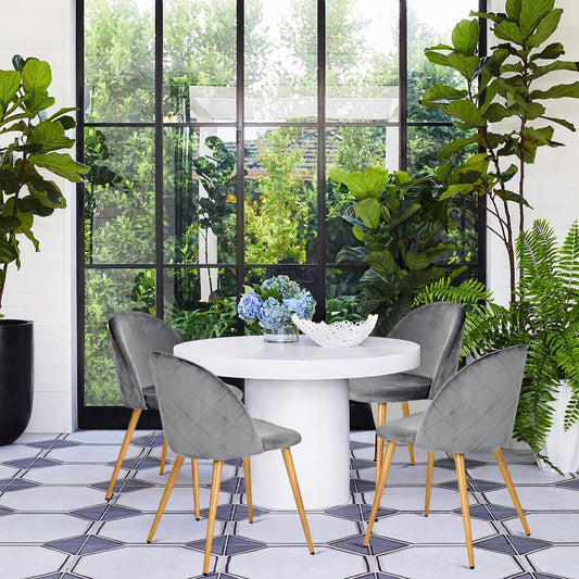 Set of 24, Zomba Dining Chair - Velvet Grey with Metal Leg