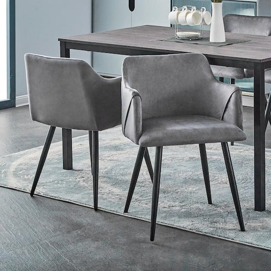 Set of 18, Aldridge Velvet Dining Chair - Grey with Black Metal Leg