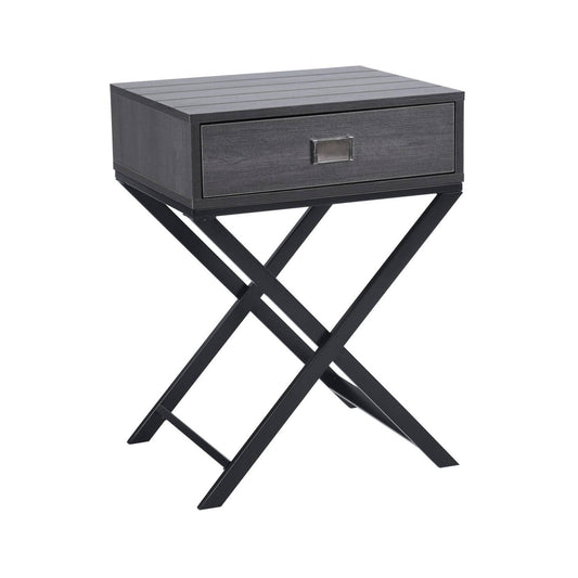 Pizarro 18.9 in. Black Rectangular MDF End Table with Drawer