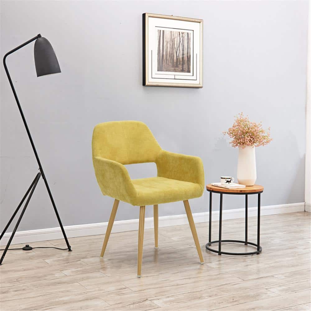 Set of 11, CROMWELL Dining Chair - Velvet Yellow with Metal Leg