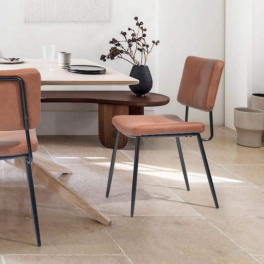 Set of 30, Karomi Brown Faux Leather Upholstered Side Dining Chairs