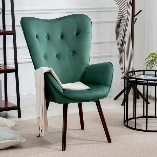 Set of 9, Kas Green Velvet Tufted Leisure Arm Chair