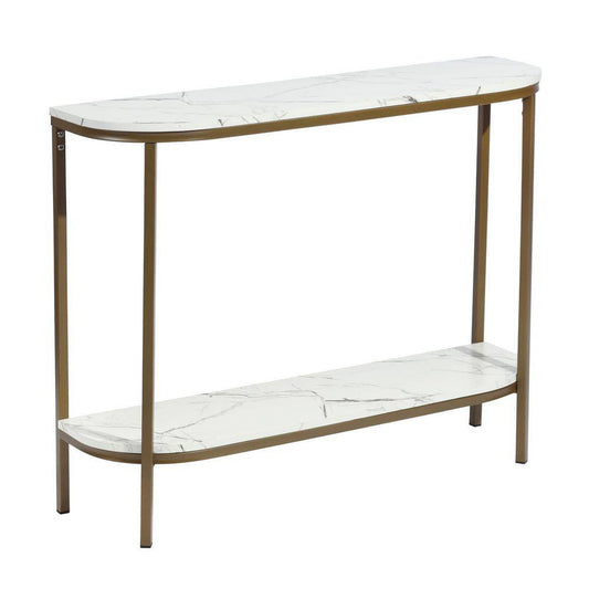 Adria Console Table 100cm - White Marble with Metal Leg