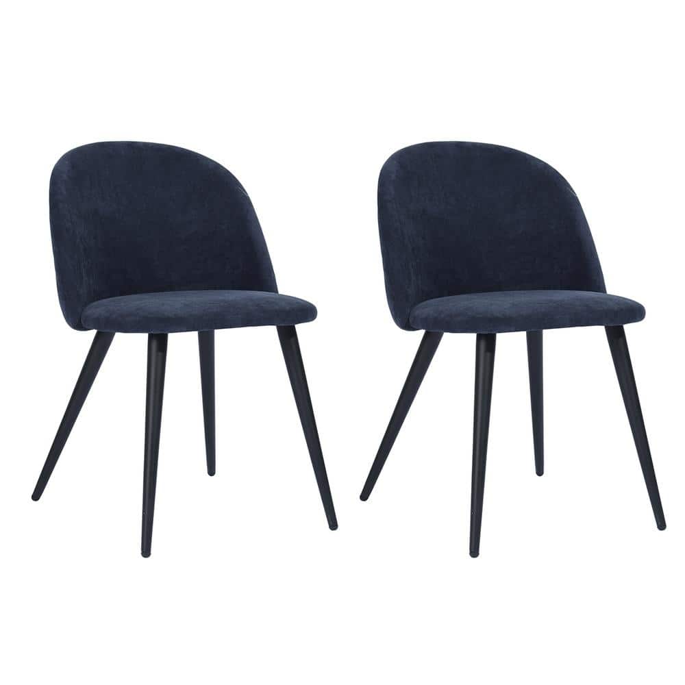 Set of 24, Zomba Dining Chair - Velvet Blue with Black Paintting Leg