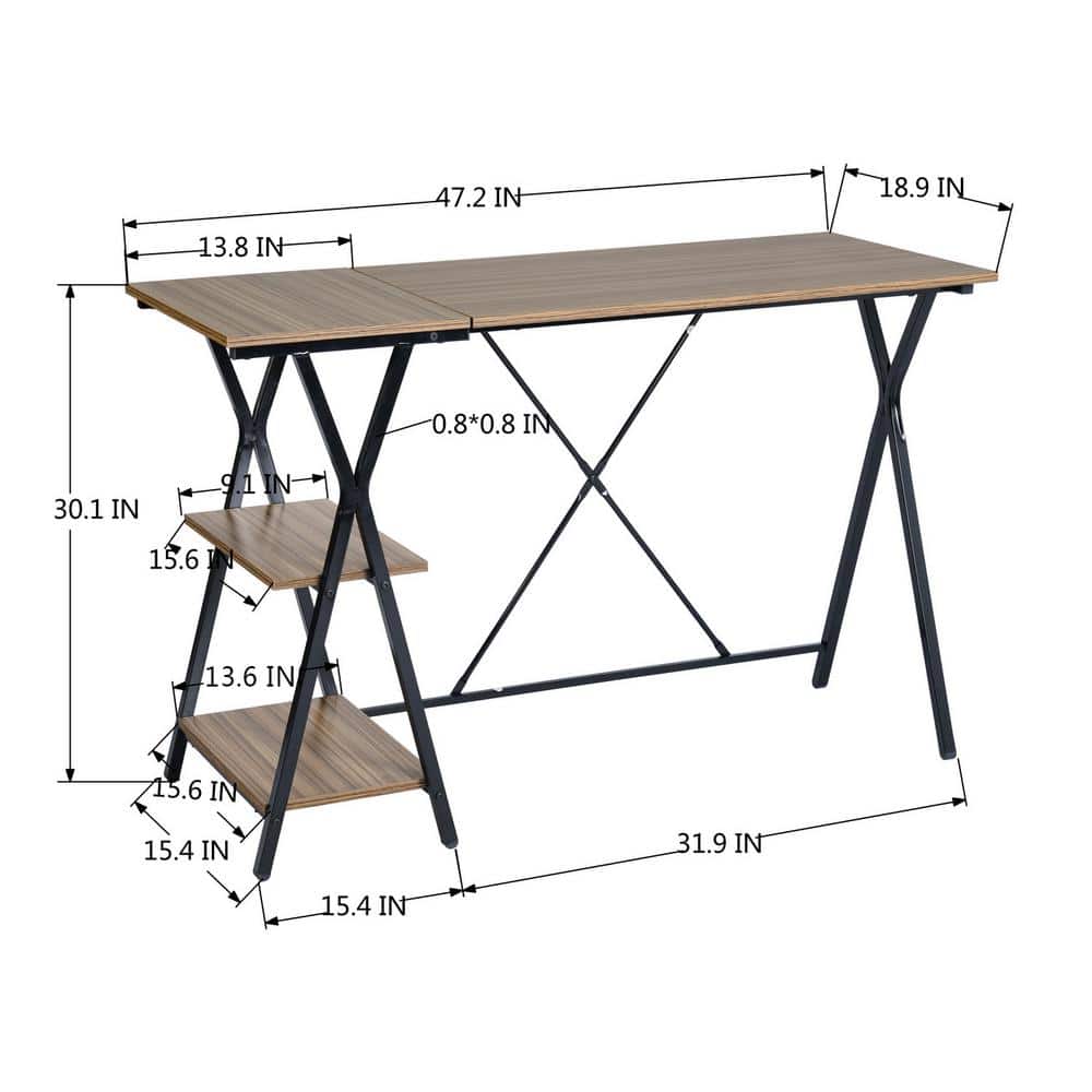 Set of 20, Maddie 47 in. Brown Manufactured Wood Computer Writing Desk with 2 Shelves
