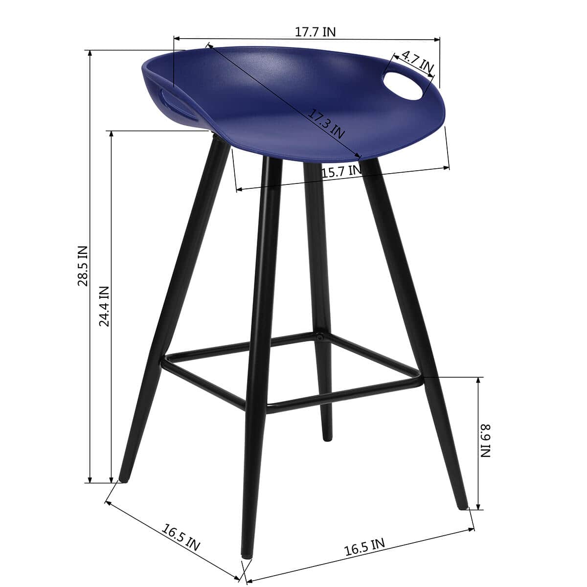 Fiyan 24 in. Navy Backless Counter Stool with Plastic Seat - Set of 2