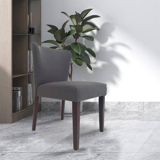 Set of 8, Cambodia Grey Upholstered Solid Wood Dining Chair