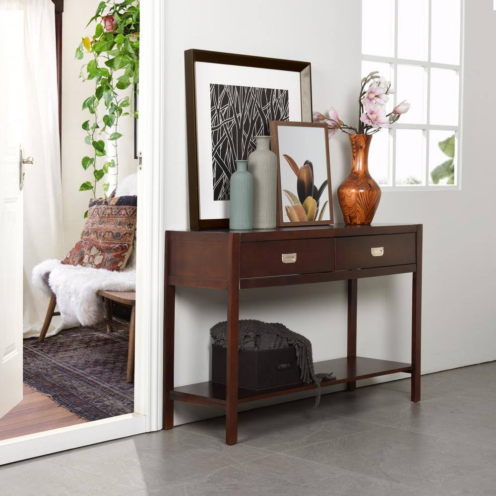 Set of 8, Bianca 44.3 in. Brown Rectangle Manufactured Wood Console Table
