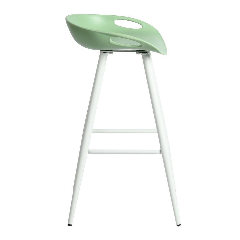 Fiyan 27.6 in. Lime Green Low Back Metal Legs Bar Height Bar Stools with PP Seat - set of 2