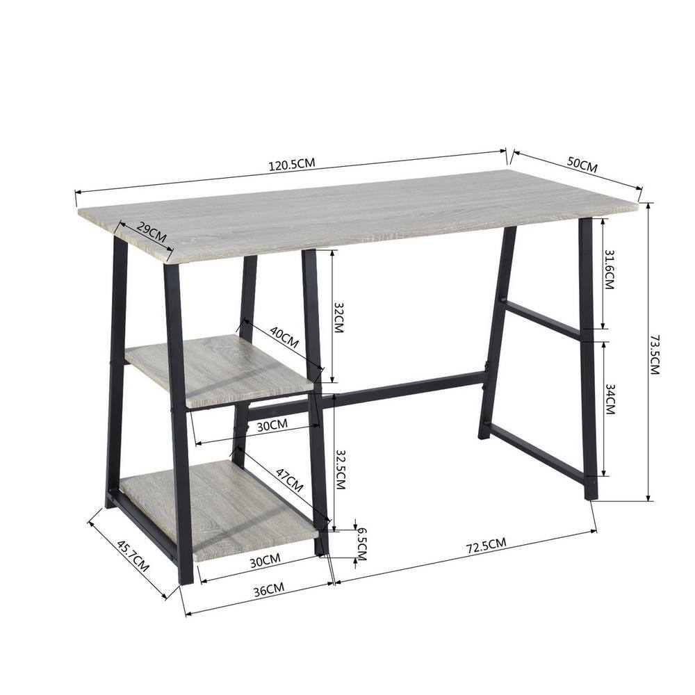 Set of 16, MCGHEE Computer Desk Grey with 2-Shelves 120cm