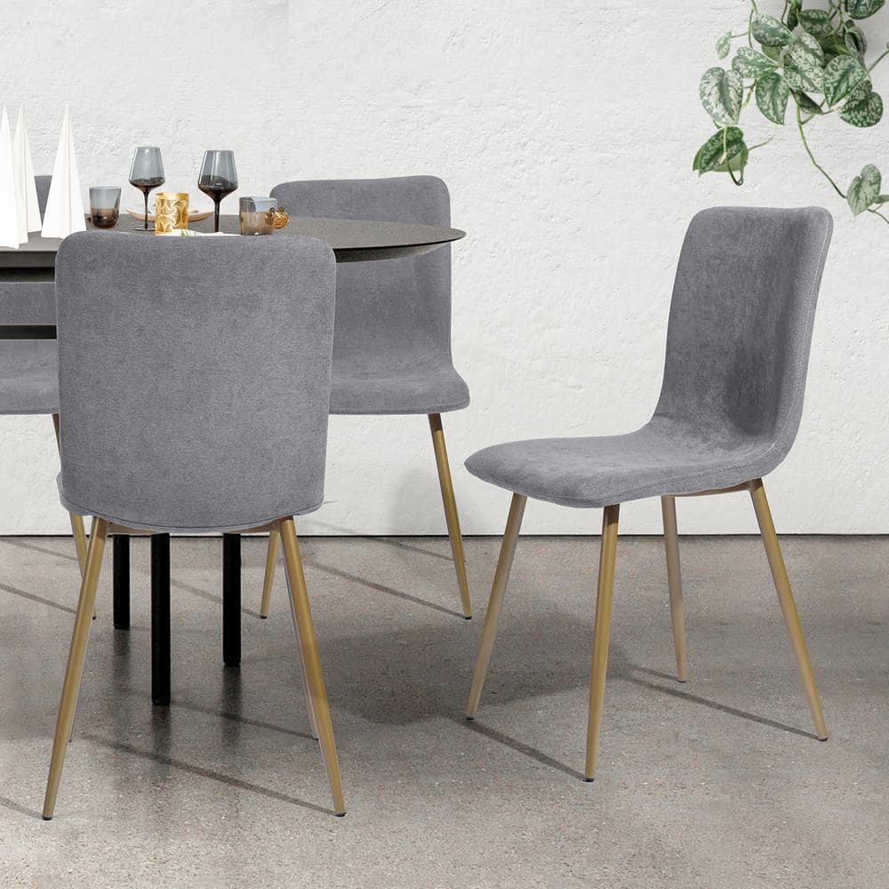 Set of 32, SCARGILL Dining Chair - Fabric Dark Grey with Golden Metal Leg