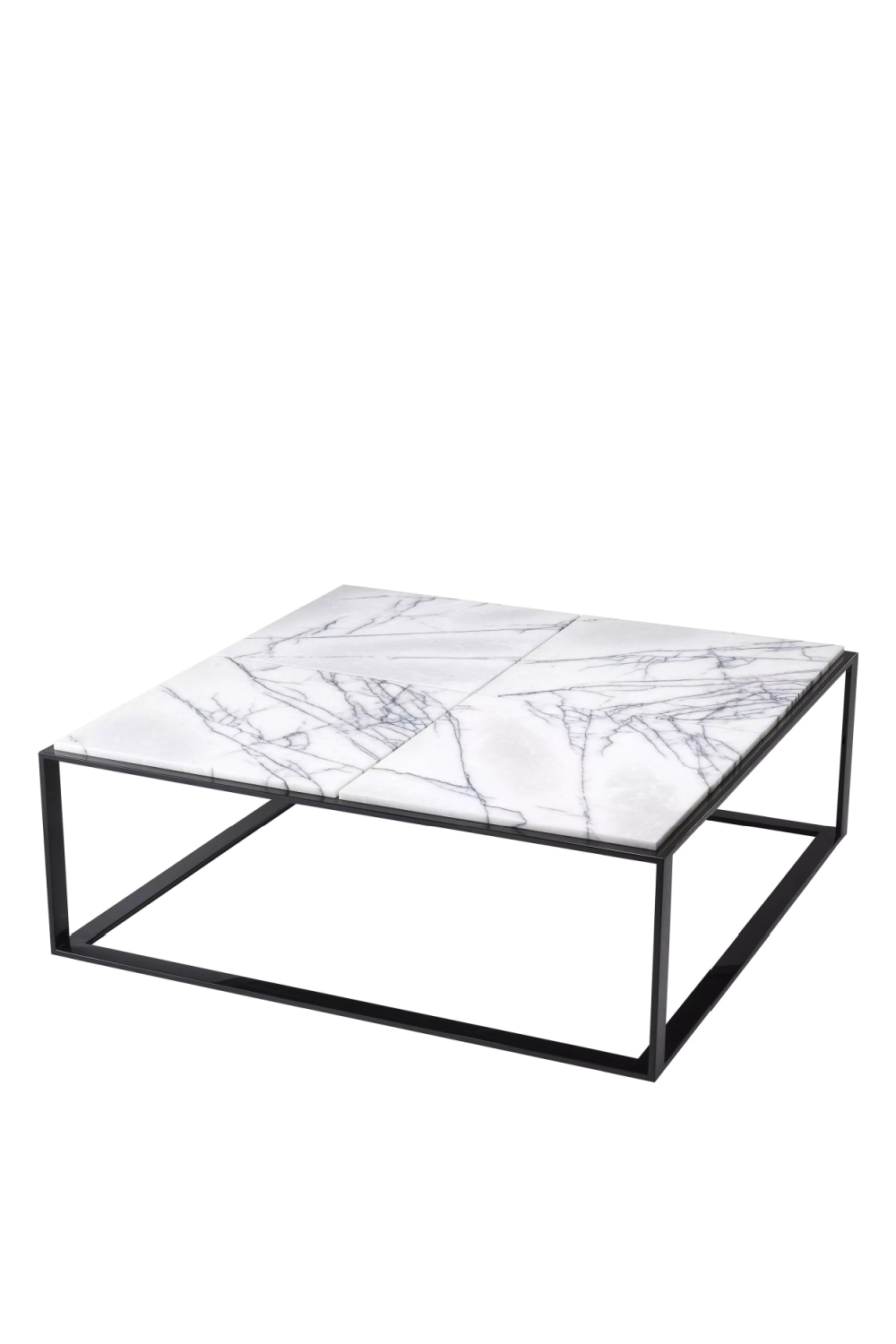 Set of 16, Adria Coffee Table - White Marble with Black Metal Leg