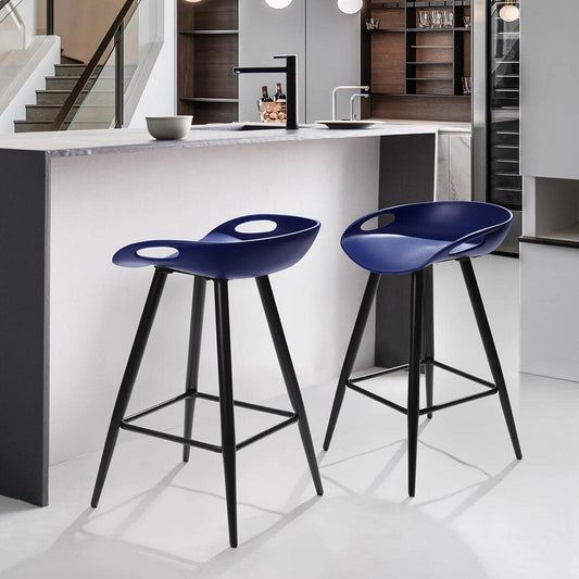Set of 50, Fiyan 24 in. Navy Backless Counter Stool with Plastic Seat