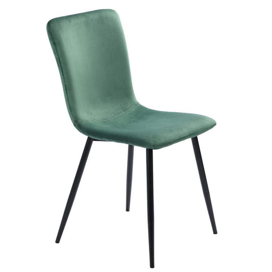 Set of 4, SCARGILL Dining Chair - Velvet Green with Black Metal Leg