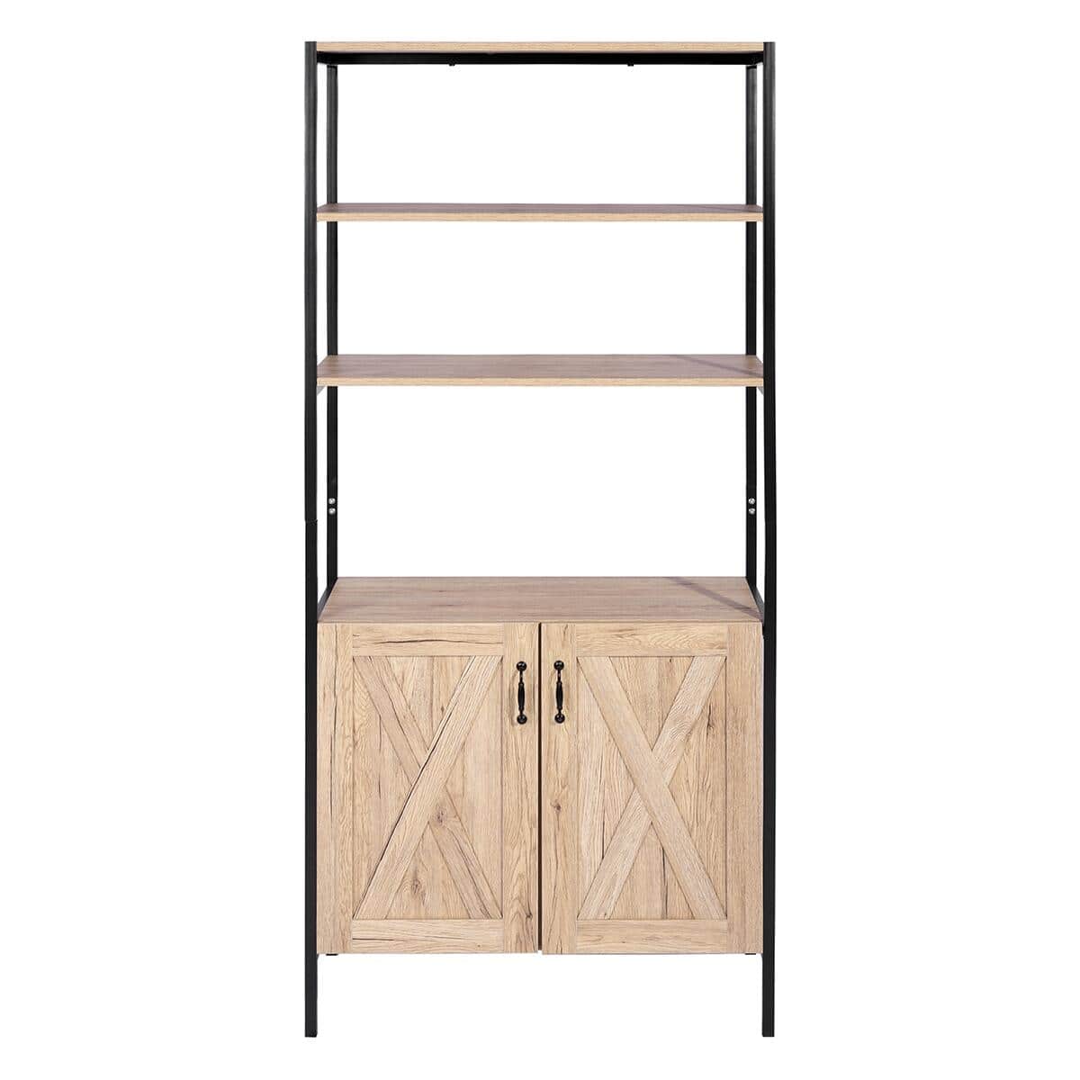 Set of 8, Bebou 70.9 in. Brown MDF Wood 3-Shelves Bookcase Cabinet