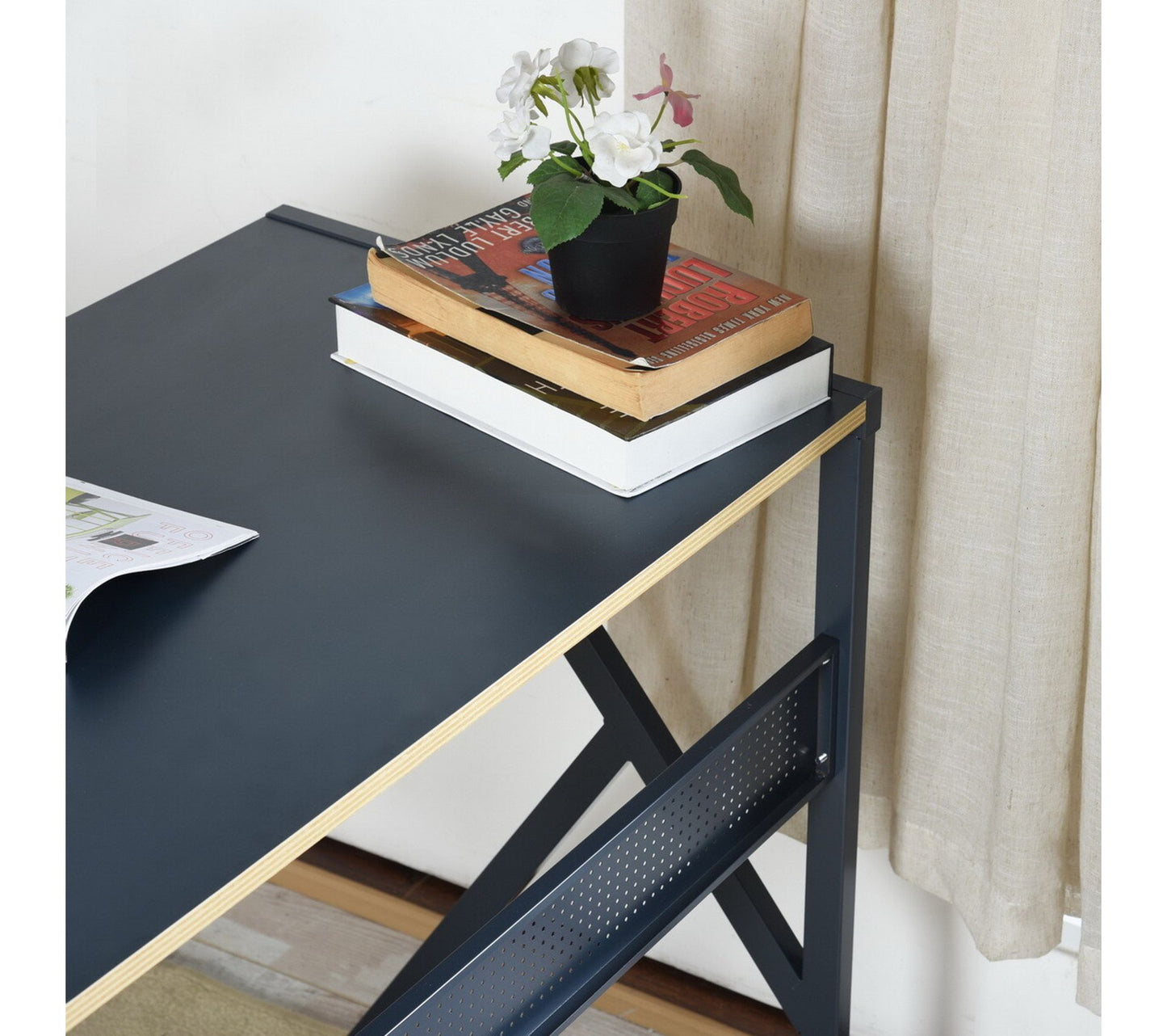 Set of 21, L-Shaped Desk 125cm - Grey Mdf with Metal Leg