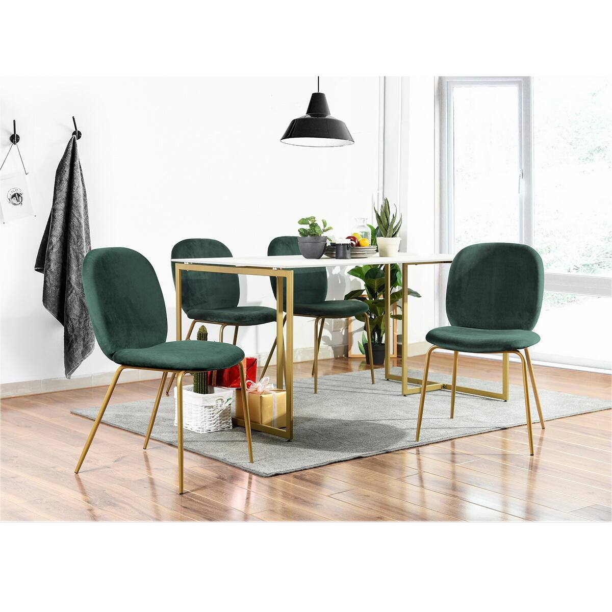 Jule Green Velvet Cover Elegant Dining Chairs - Set of 2