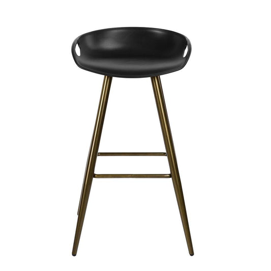 Fiyan 32.3 in. Bronze Metal Frame Low Back Retro Style Bar Stool with Black PP Seat - Set of 2