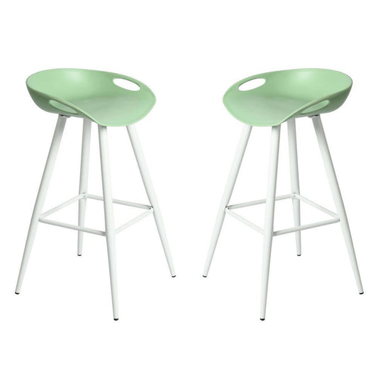 Fiyan 27.6 in. Lime Green Low Back Metal Legs Bar Height Bar Stools with PP Seat - set of 2