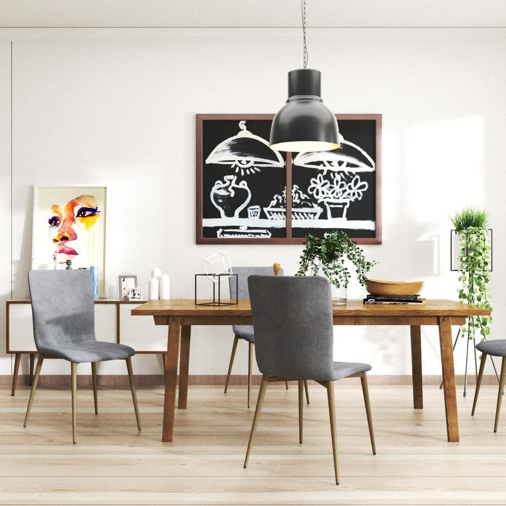 Set of 32, SCARGILL Dining Chair - Fabric Dark Grey with Golden Metal Leg