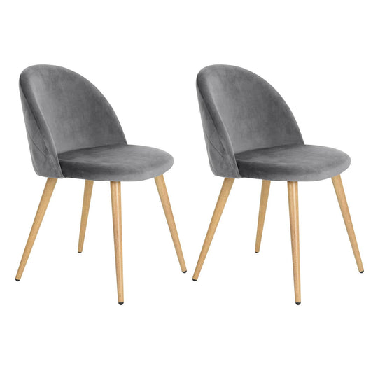 Set of 2, Zomba Dining Chair - Velvet Grey with Metal Leg