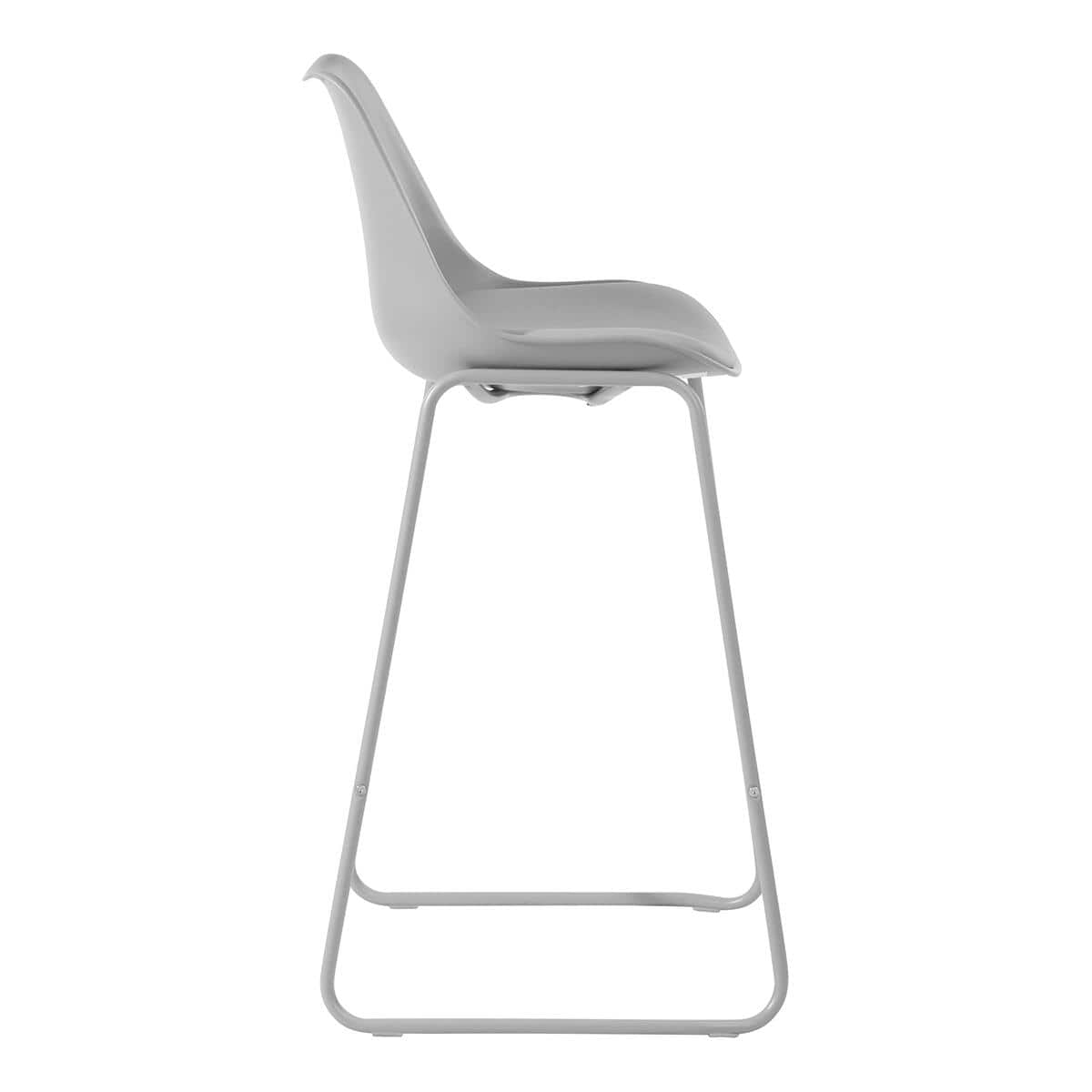 Russ 29 in. Gray Low Back Metal Frame Bar Stool with Faux Leather Cushion Seat - Set of 2