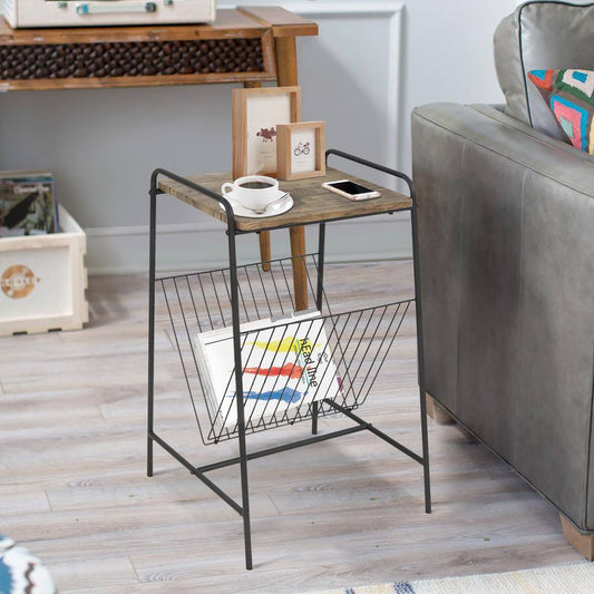Set of 60, BRISSETT 16.93 in. Brown Rectangle Wood Coffee Table with Metal Leg