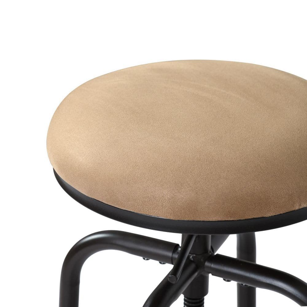 Set of 54, Ana 28.5-31.5 in. Adjustable Height Brown Backless Metal Frame Swivel Industrial BarStool with Fabric Seat