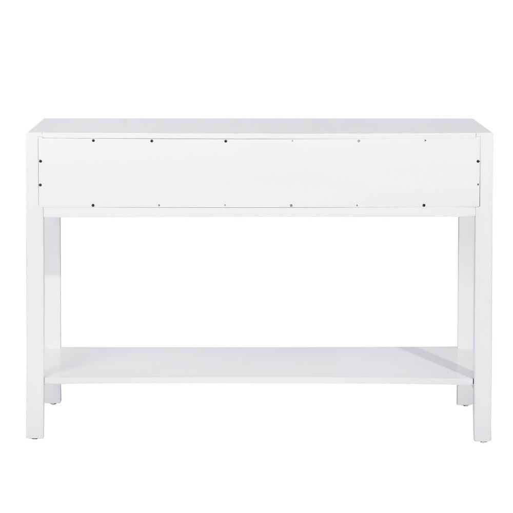 Bianca 44.3 in. White Standard Rectangle Wood Console Table with 2-Drawers