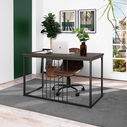 Set of 14, ZEN Computer Desk 47.2 in. W Brown Metal Frame MDF Wood