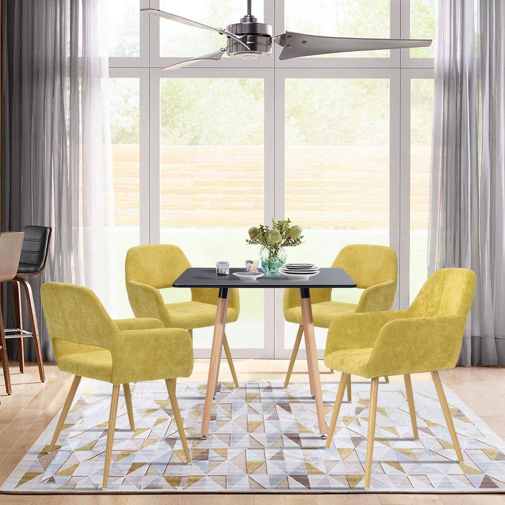 Set of 11, CROMWELL Dining Chair - Velvet Yellow with Metal Leg